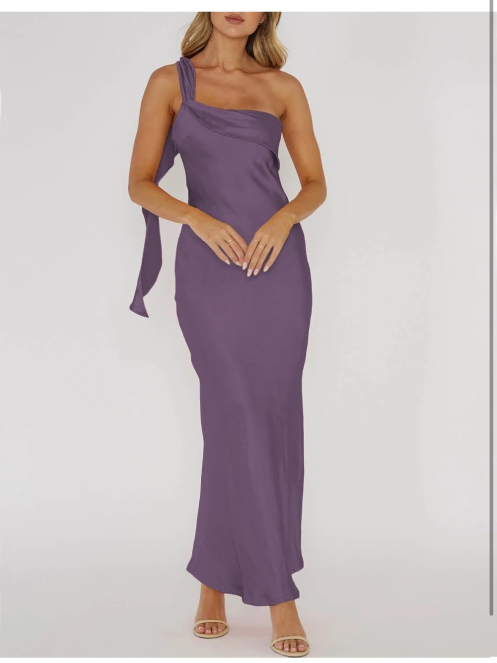 One-Shoulder Purple Evening Gown